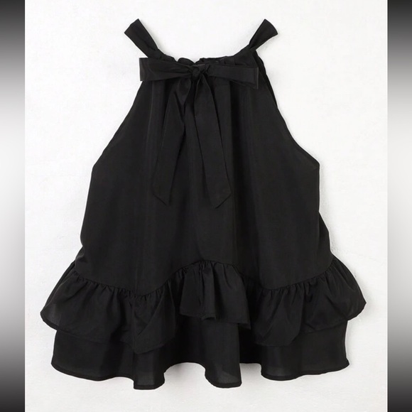 Boho Ruffle Halter Top Blouse Shirt Black - Picture 2 of 9